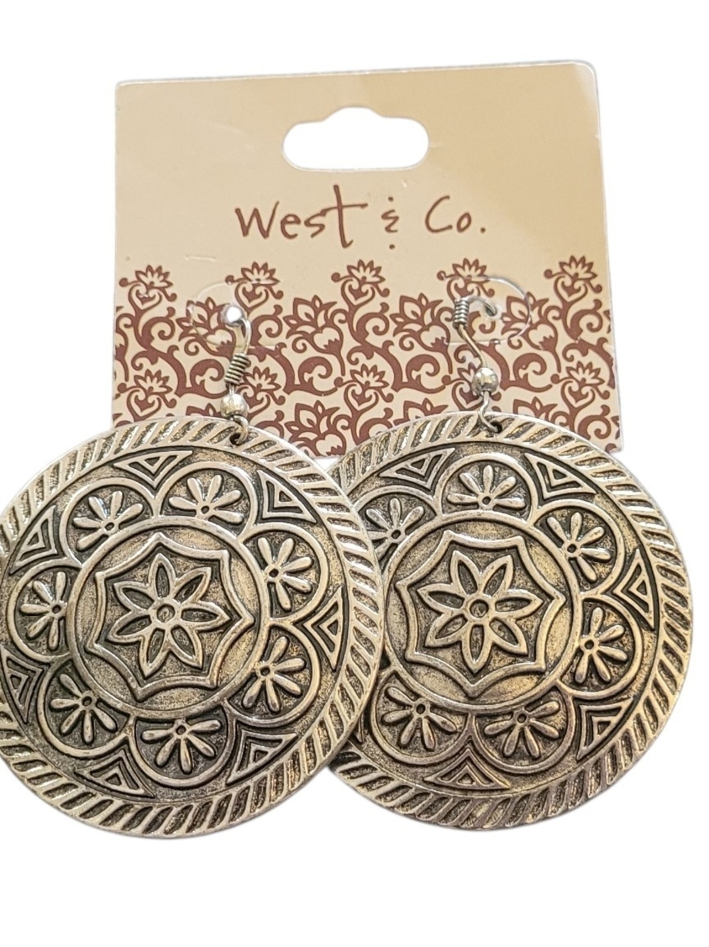 Antique-Style Silver Medallion Drop Earrings